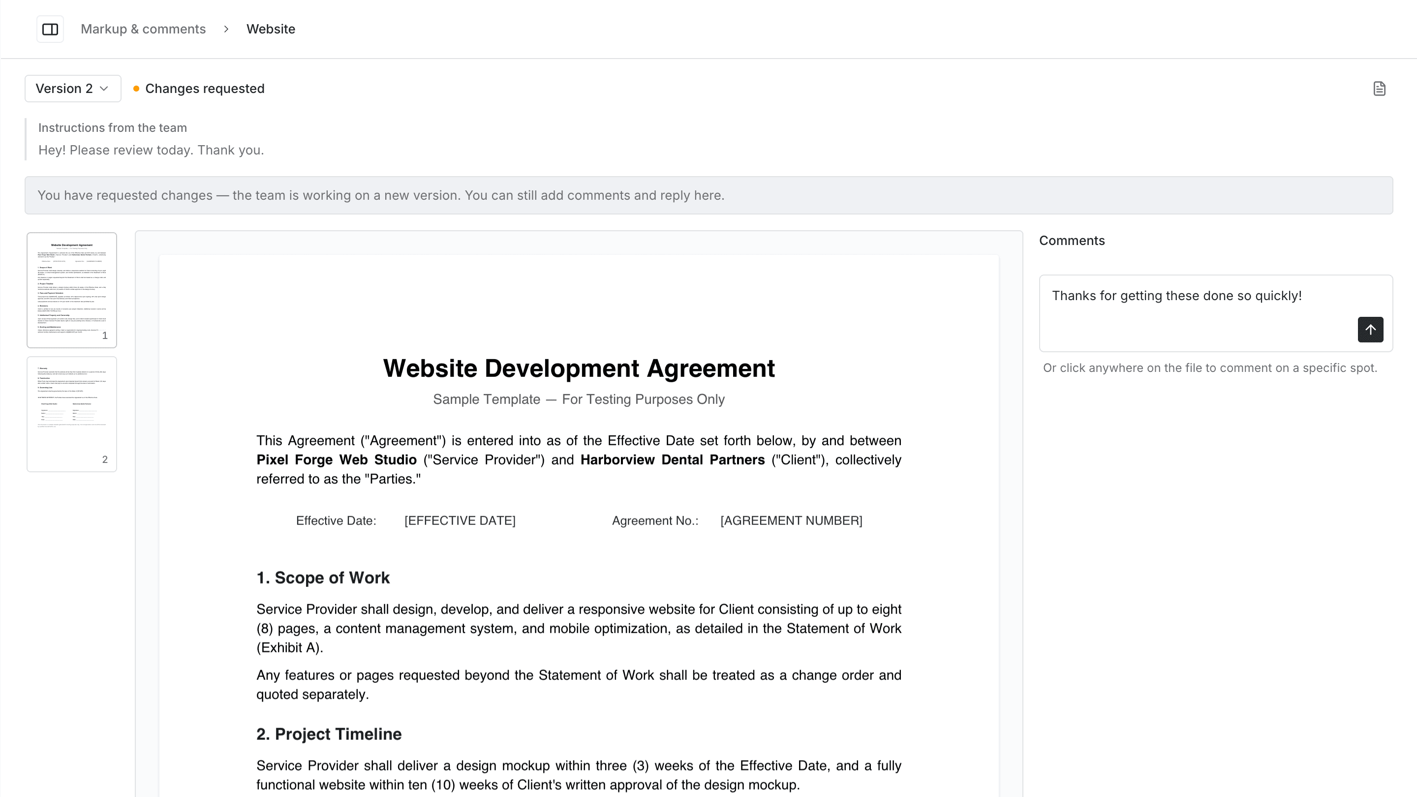 Markup and comments screenshot
